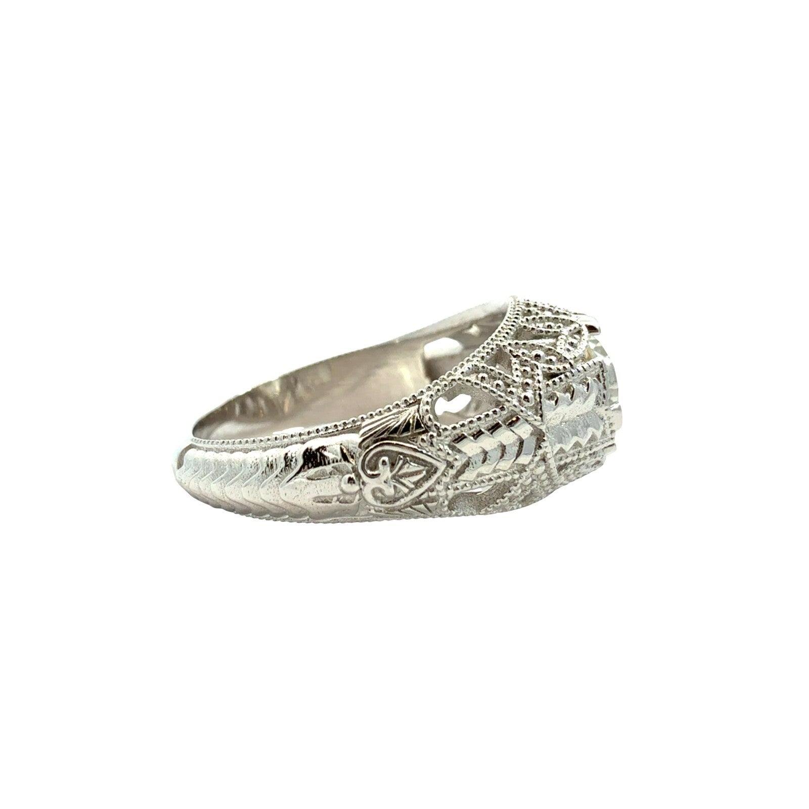 NEW 14k White Gold Filigree 1.04tcw Diamond Euro-Cut Solitaire Engagement Ring3