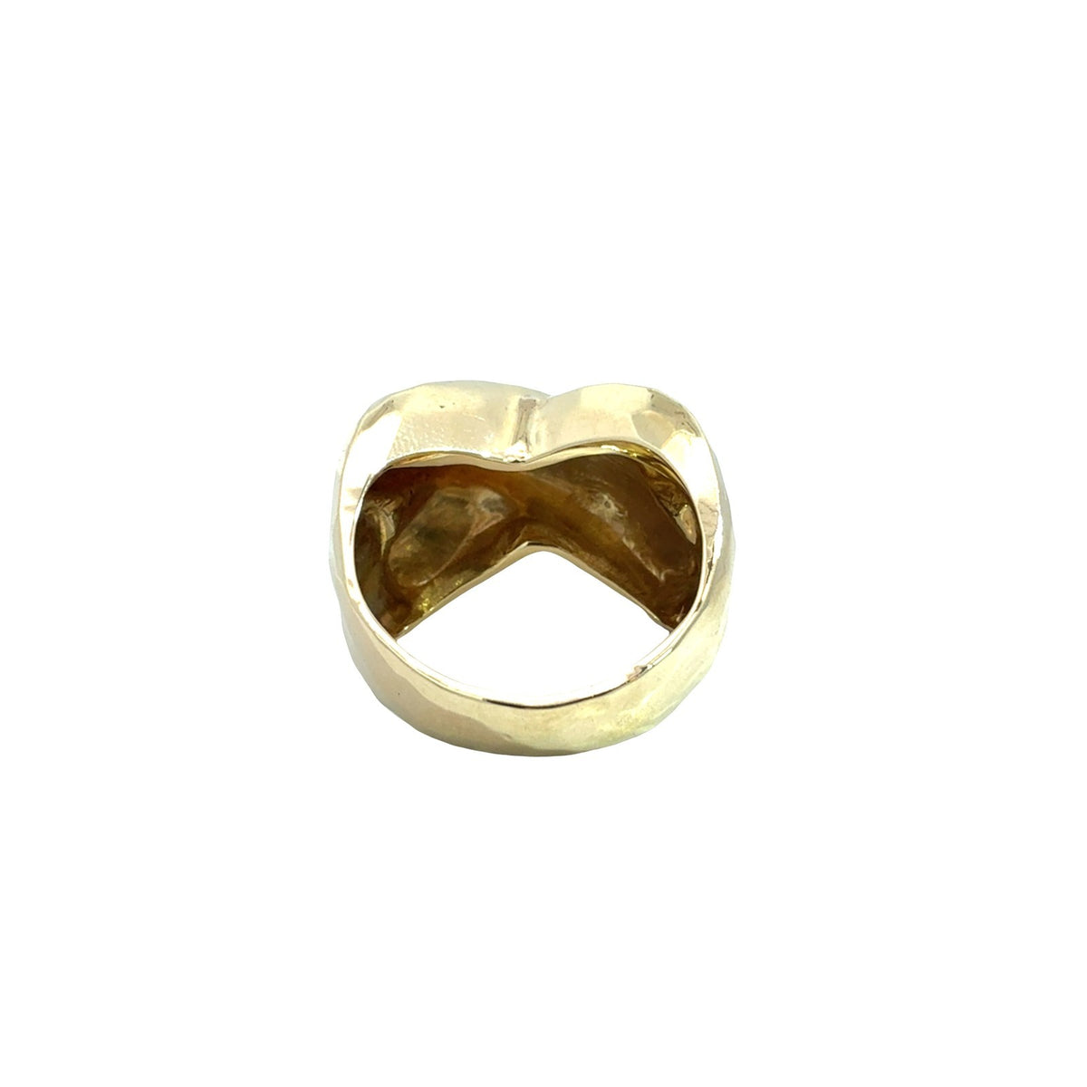 14k Yellow Gold Hammered Textured Criss-Cross Band Ring Size 7.753
