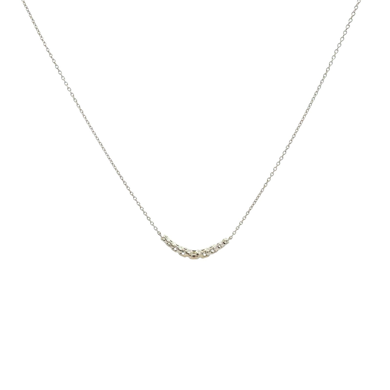 14k White Gold 0.37cttw Diamond Curved Bar Necklace 18"3