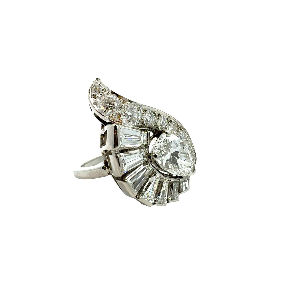 Vintage Platinum 2.30cttw Diamond Ballerina Cocktail Ring1