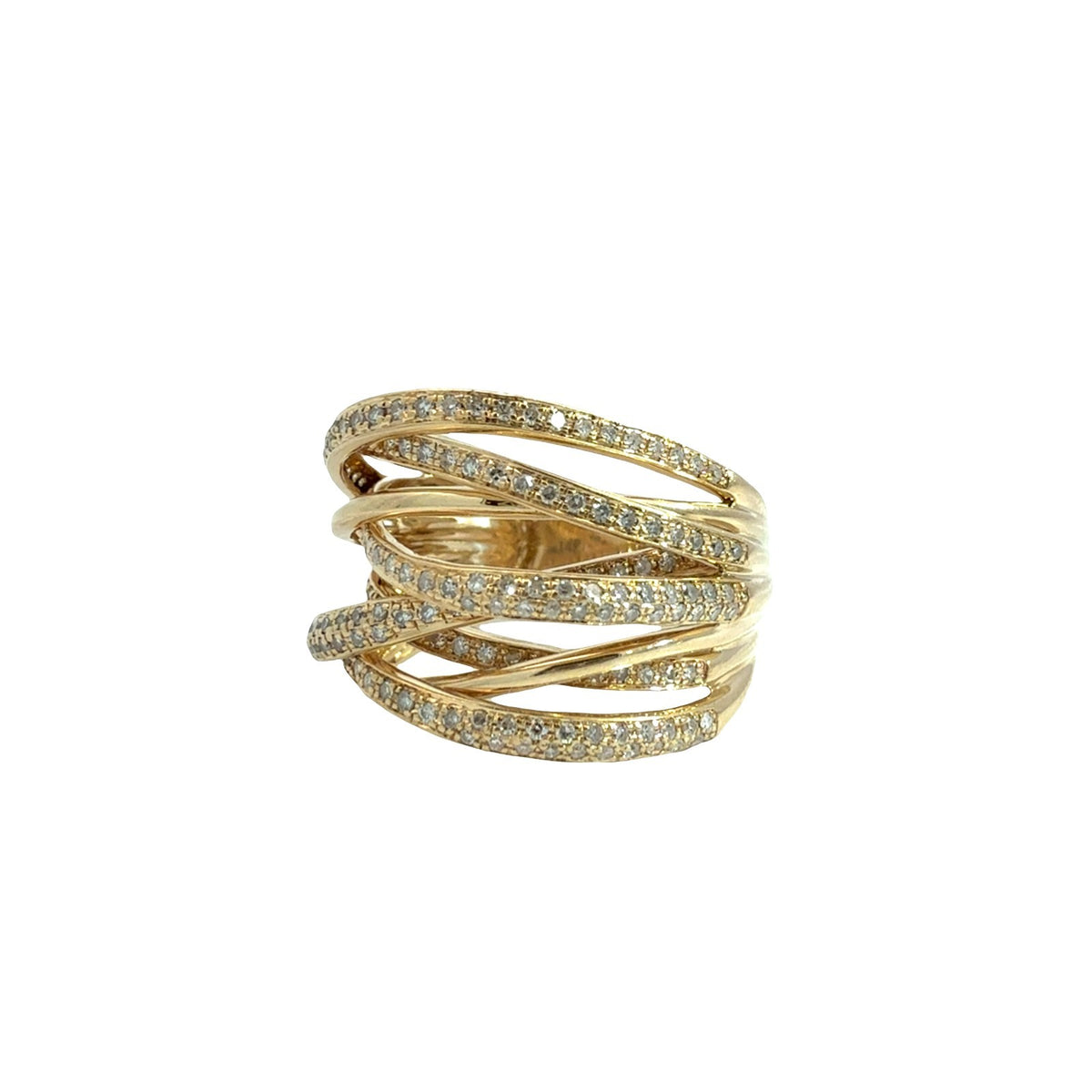 Effy 14k Yellow Gold & 0.90cttw Diamond Layered Crossover Ring Size 71