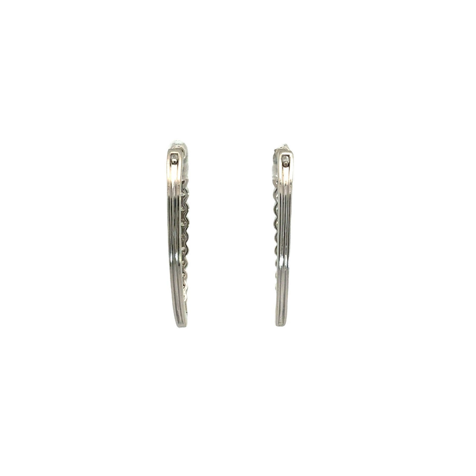 10k White Gold 0.53cttw Diamond Elongated Hoop Earrings4