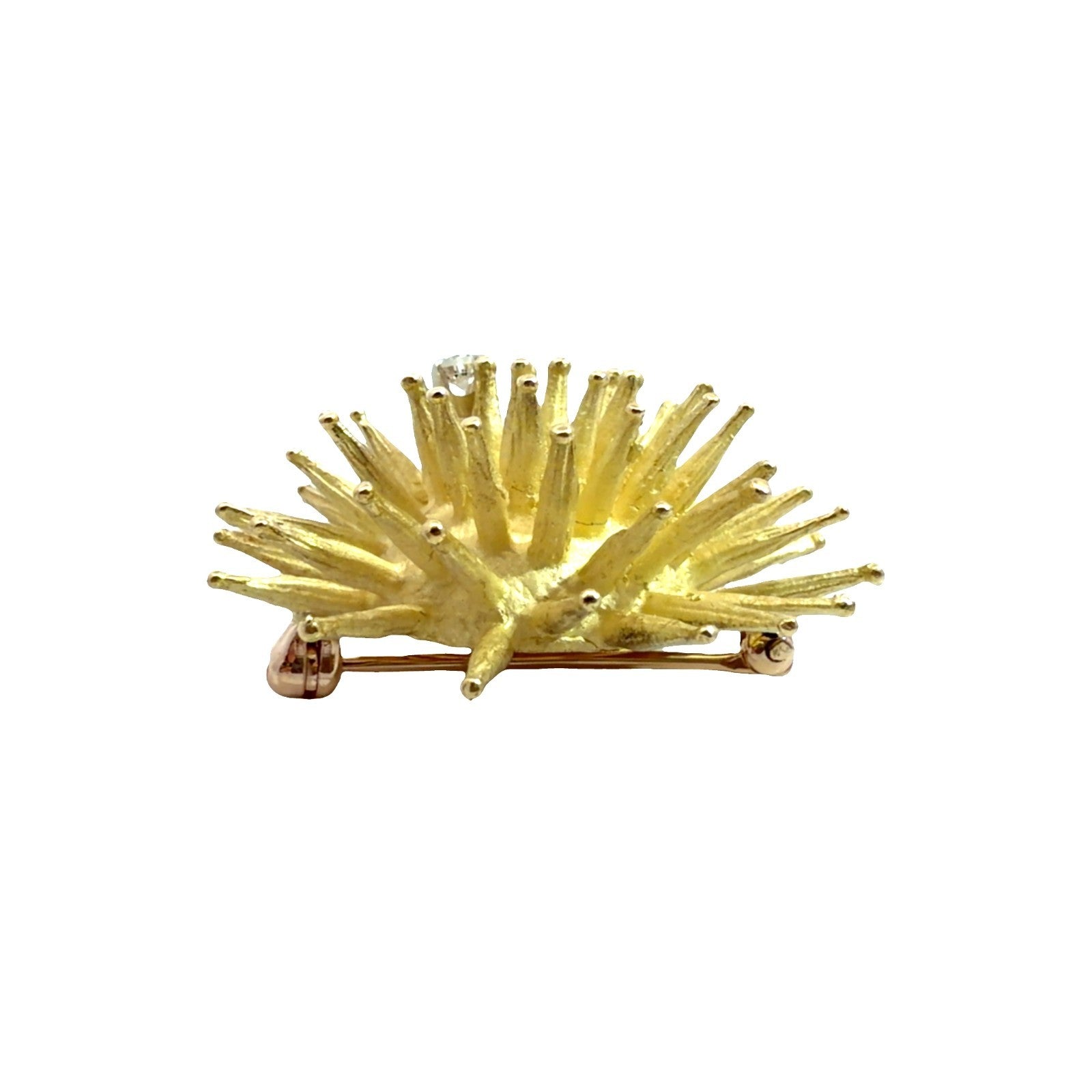 18k Yellow Gold and 0.07ctw Diamond Sea Urchin Brooch Pin2