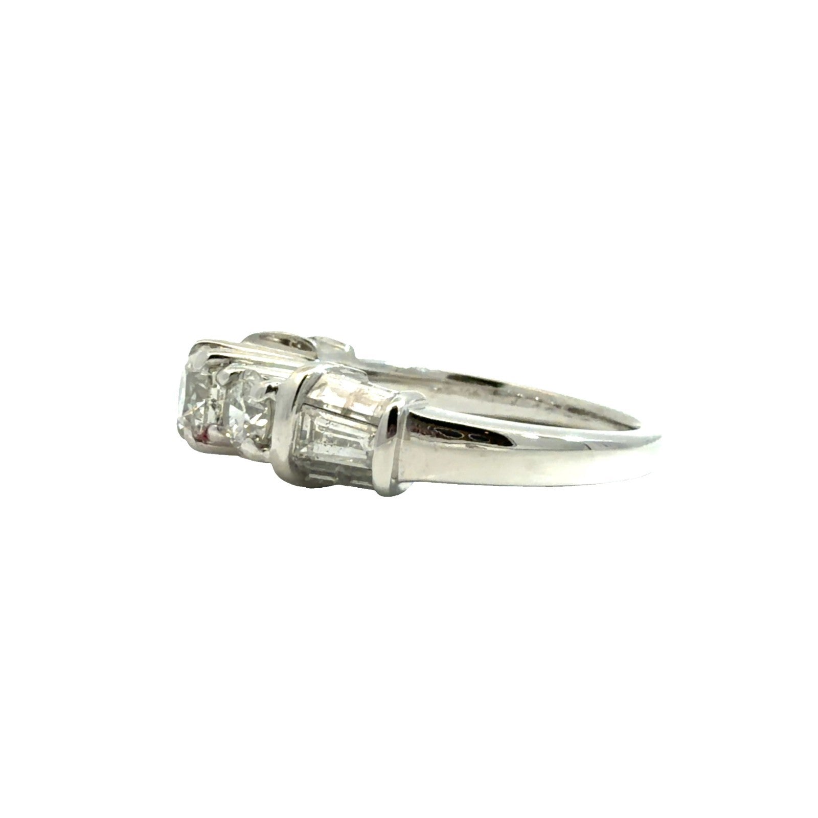 14k White Gold 1.59cttw Three Stone Diamond Engagement Ring Size 65