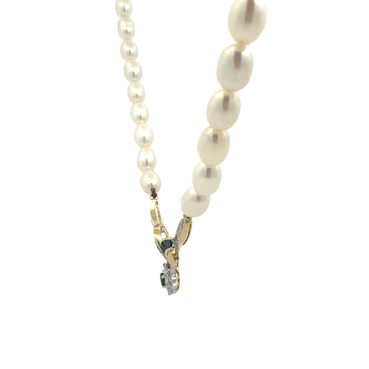 14k Yellow Gold 0.33cttw Sapphire and 0.11cttw Diamond Pearl Necklace4