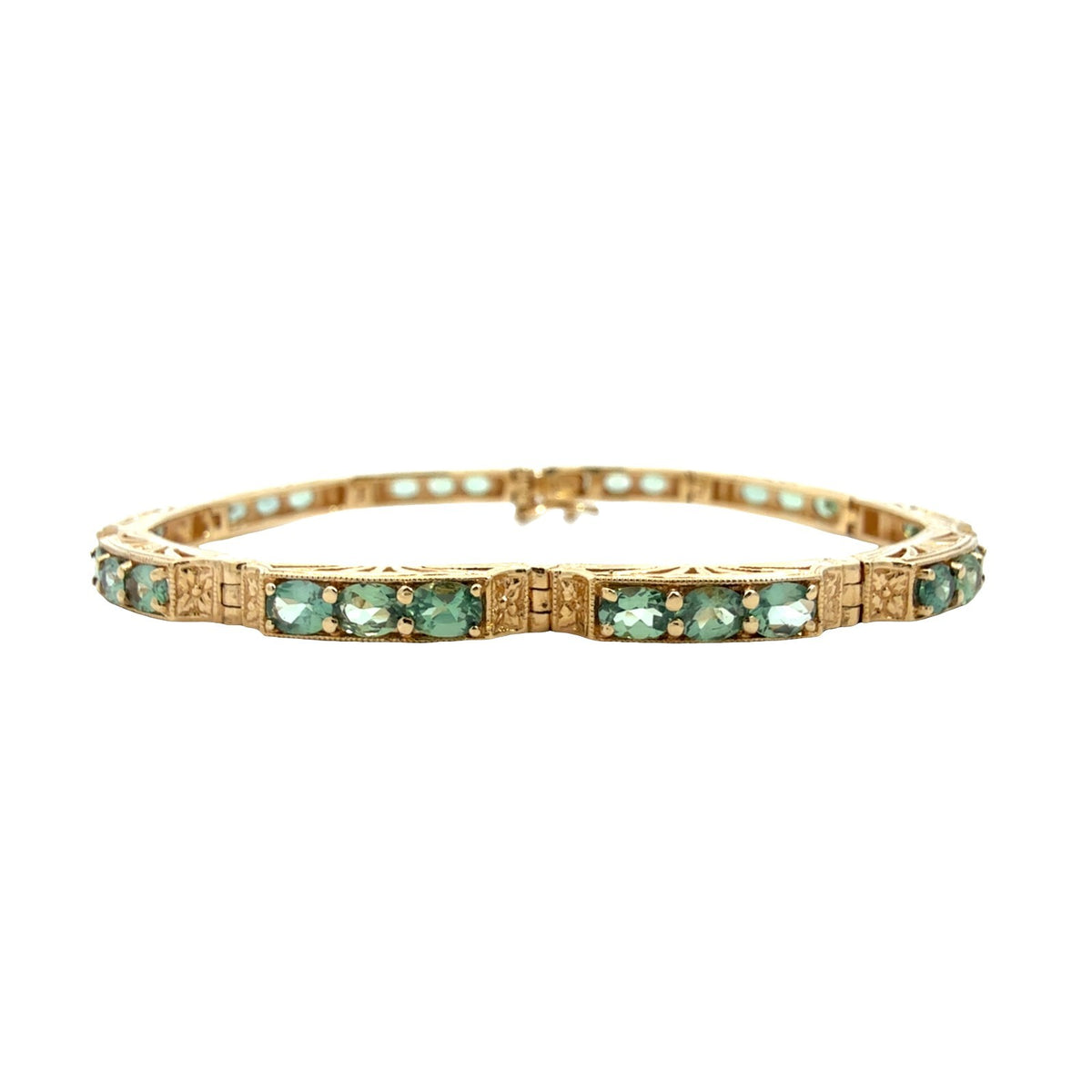 Vintage 14k Yellow Gold Stamped 5.64cttw Chrysoberyl Link Bracelet6