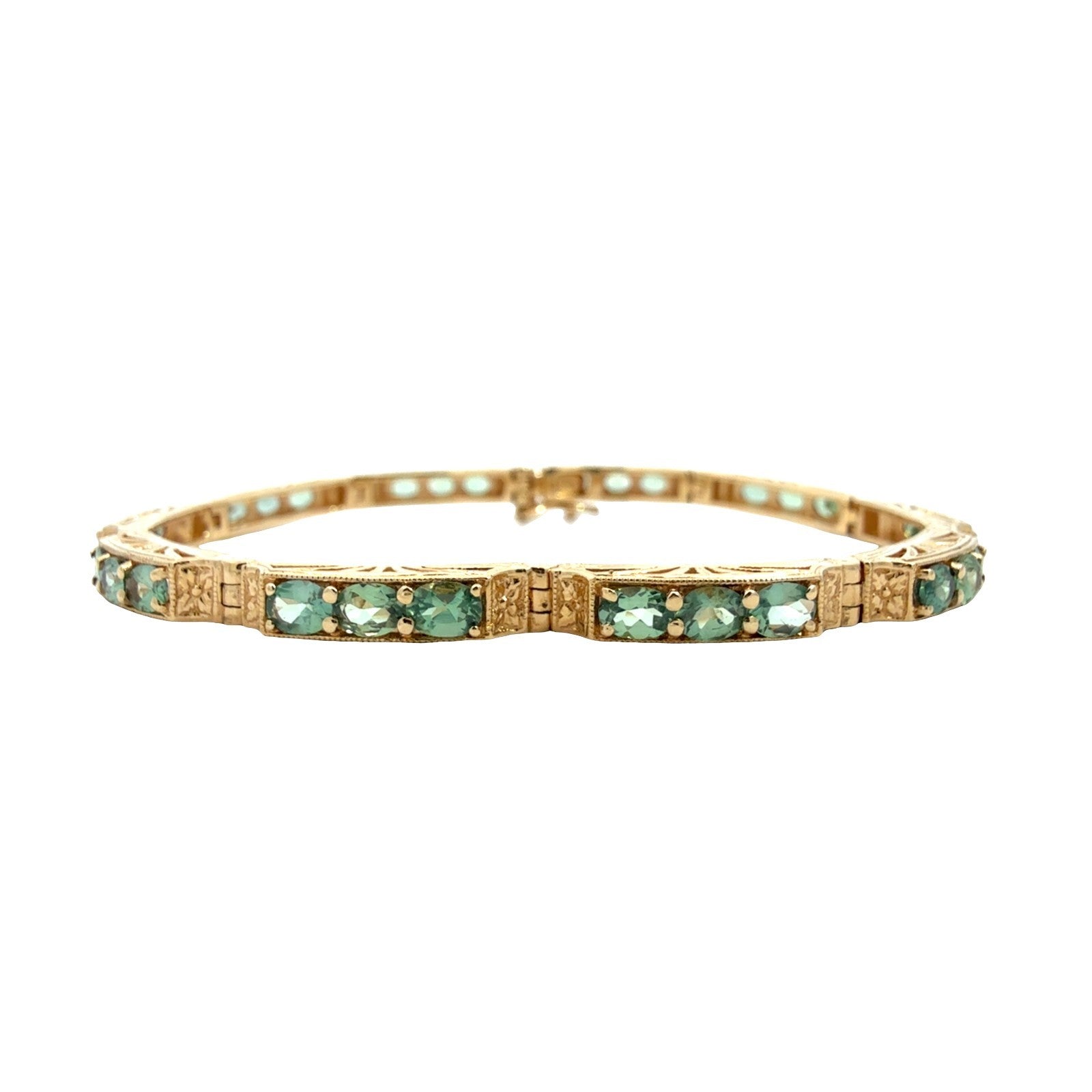 Vintage 14k Yellow Gold Stamped 5.64cttw Chrysoberyl Link Bracelet6