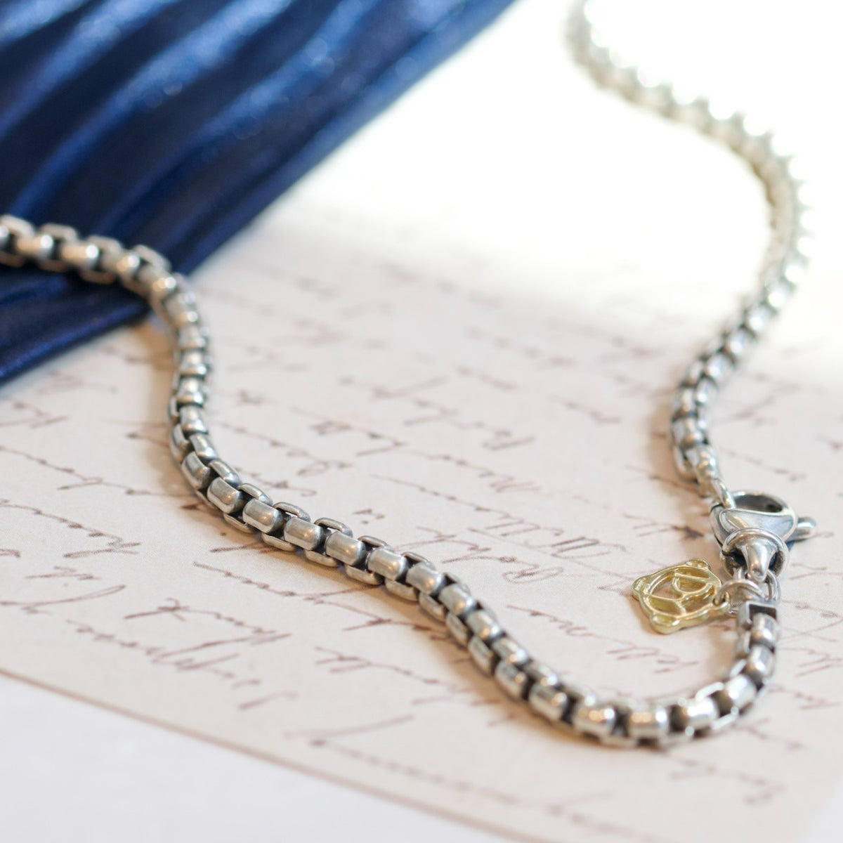 David Yurman Sterling Silver Box Link Chain Necklace0