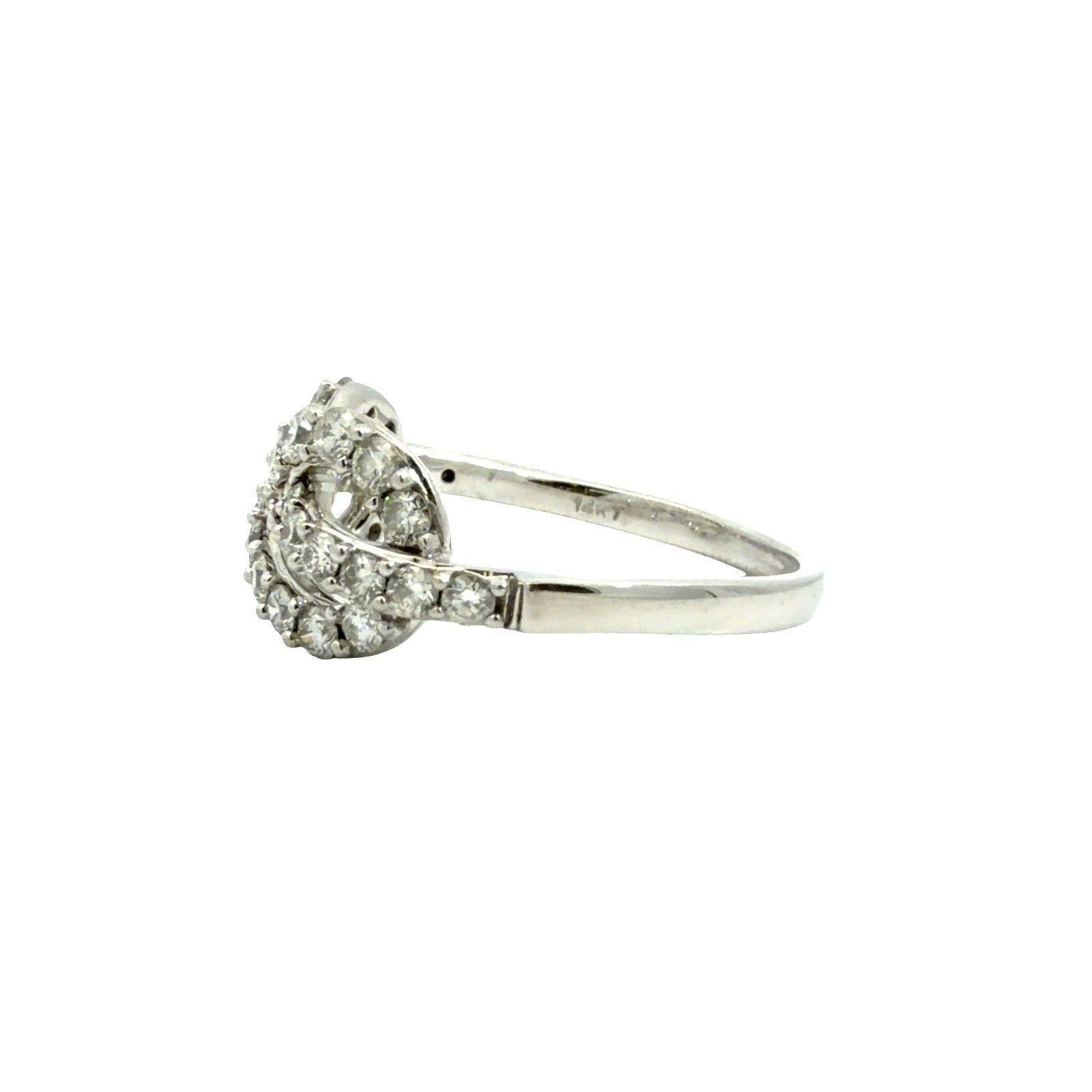14k White Gold 0.93ctw Round Brilliant Diamond Infinity Ring Size 7.53