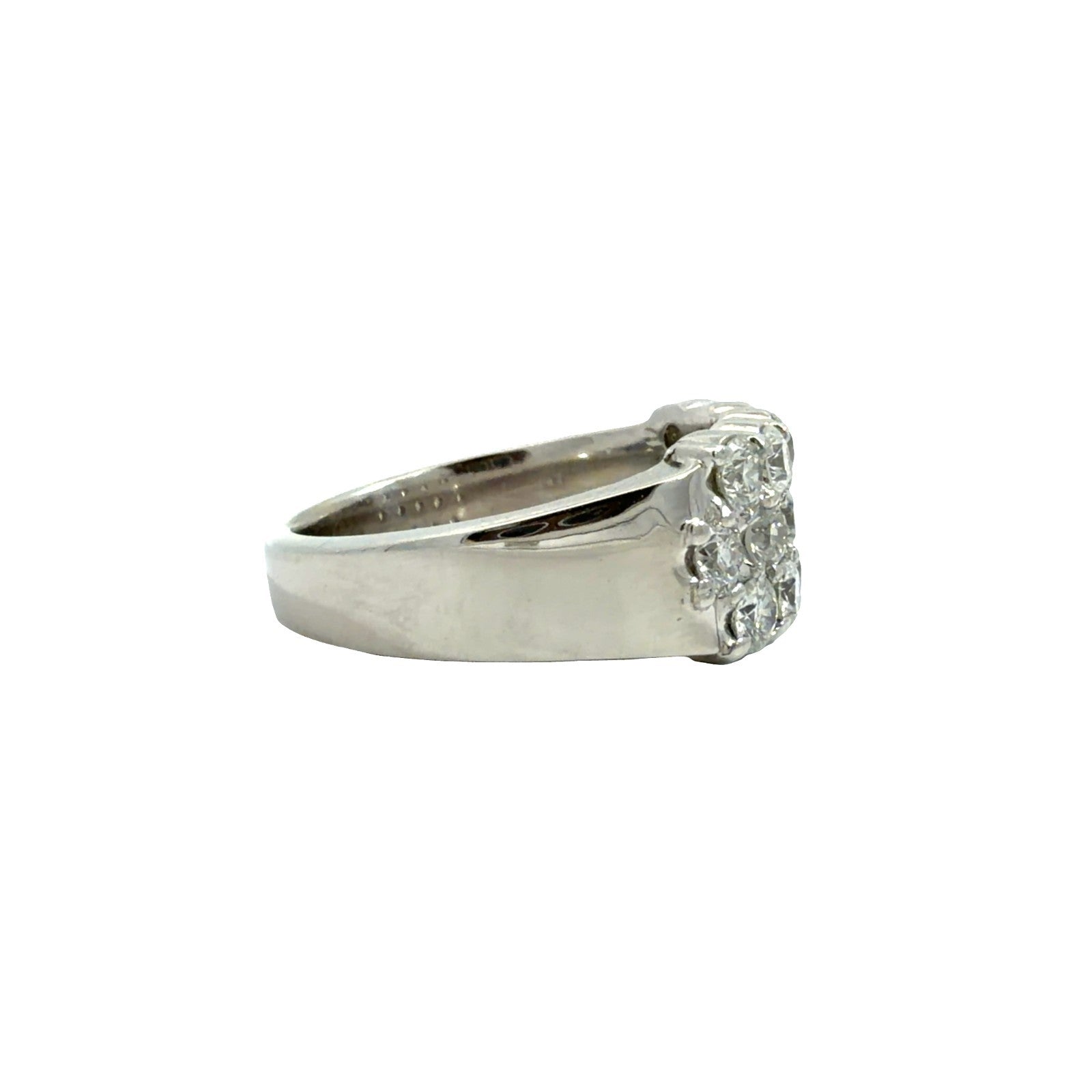 14k White Gold 1.35cttw Diamond Cluster Ring Size 6.750