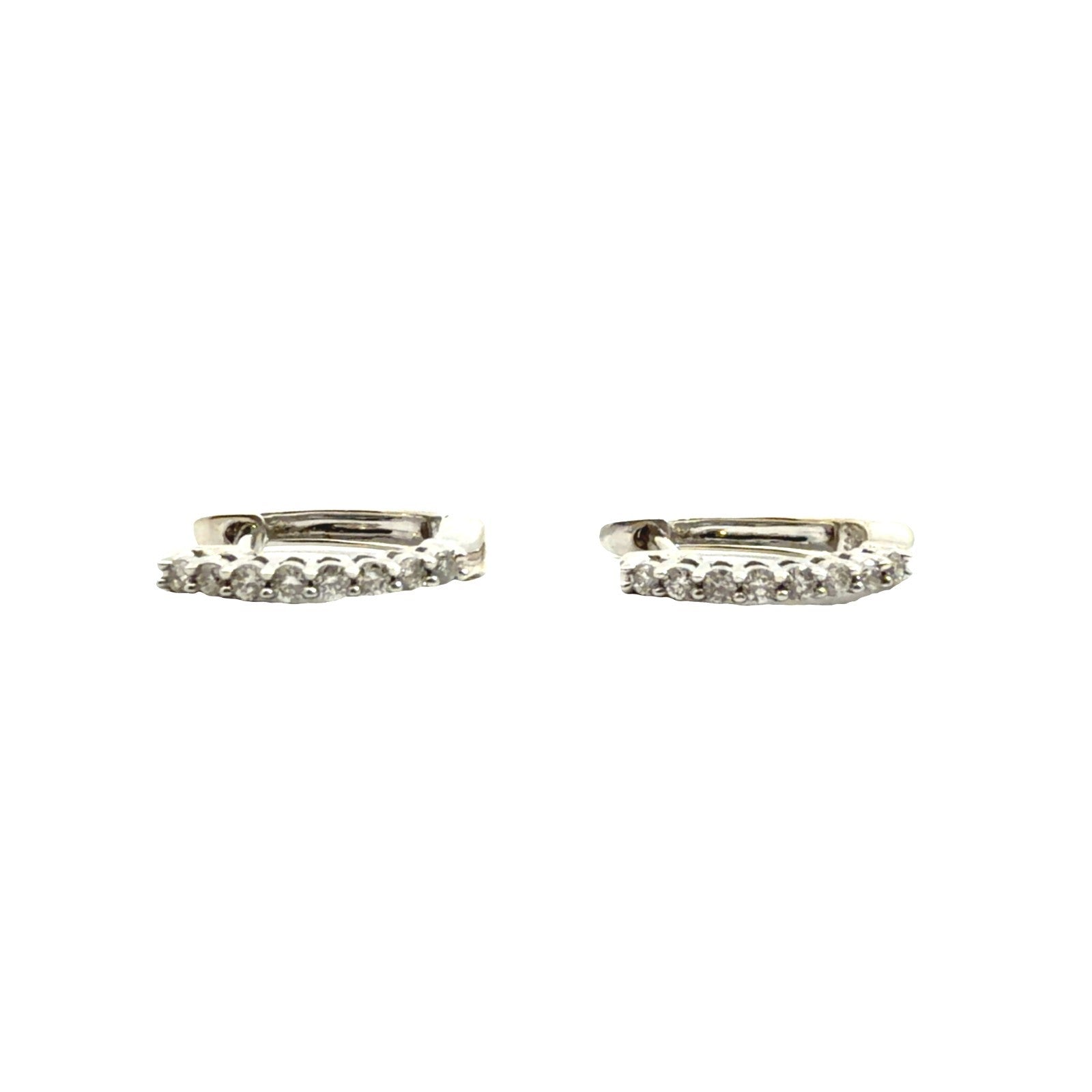 14k White Gold & 0.16cttw Diamond Huggie Hoop Earrings0