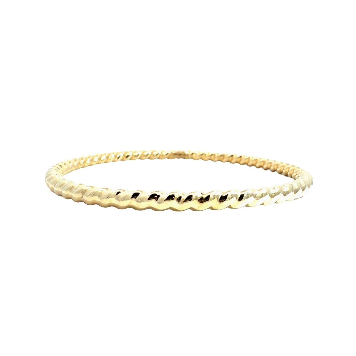 14k Yellow Gold Scalloped Twisted Rope Bangle Bracelet 7.5"1