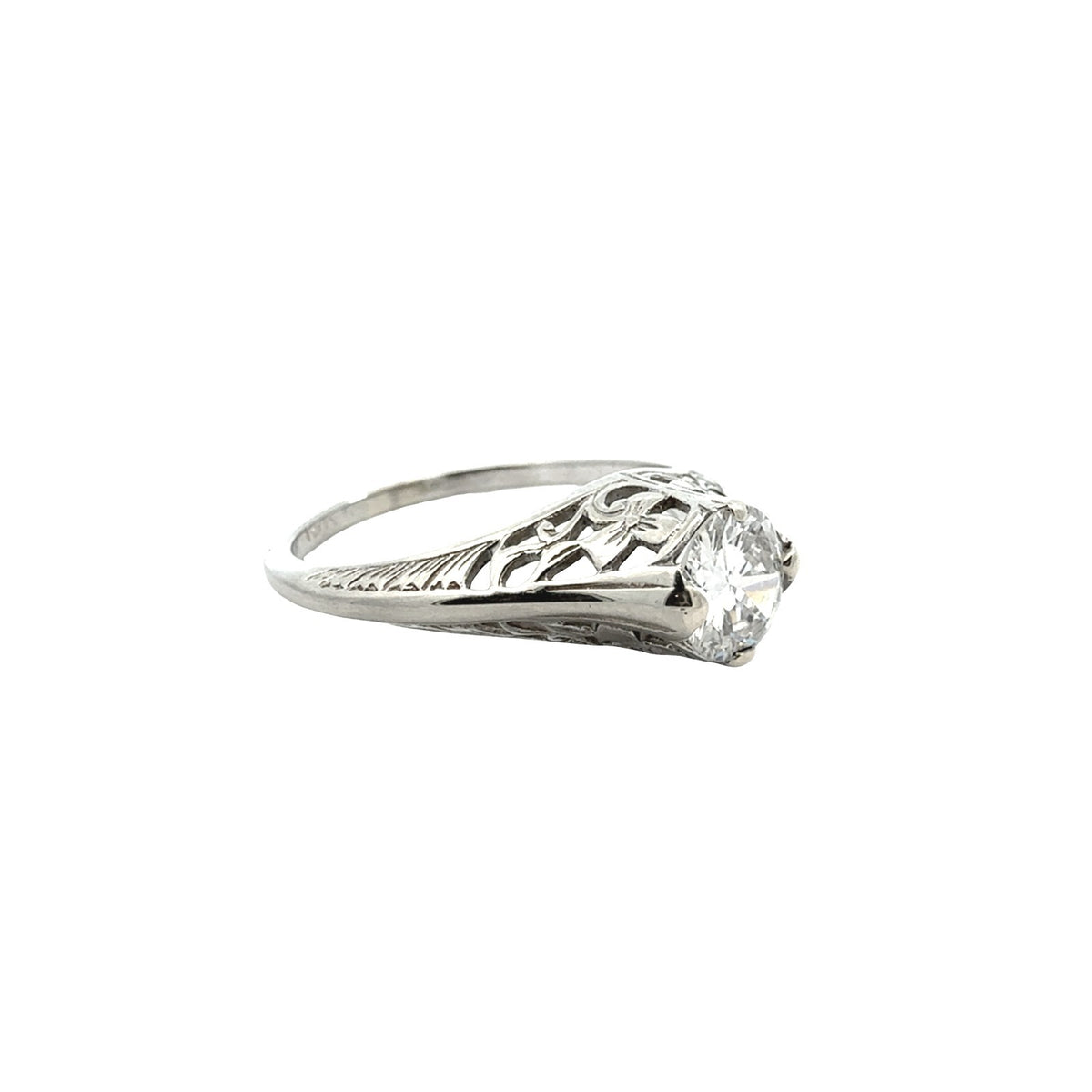Vintage 18k White Gold 0.77tcw Diamond Solitaire Filigree Engagement Ring3