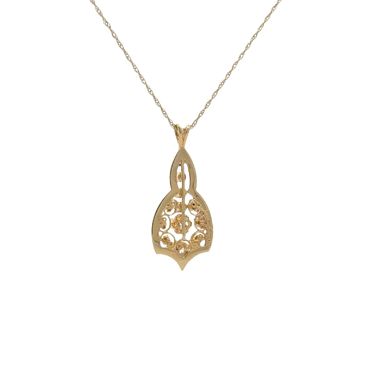 Paul Finelt 14k Yellow Gold Filigree and 0.57ctw Diamond Teardrop Necklace 18"2