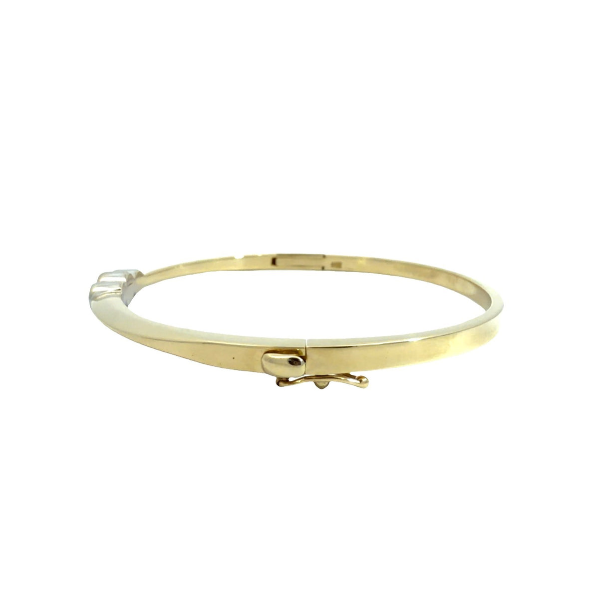 14k Multi-Tone Gold 0.40cttw Three Diamond Hinged Bangle Bracelet3