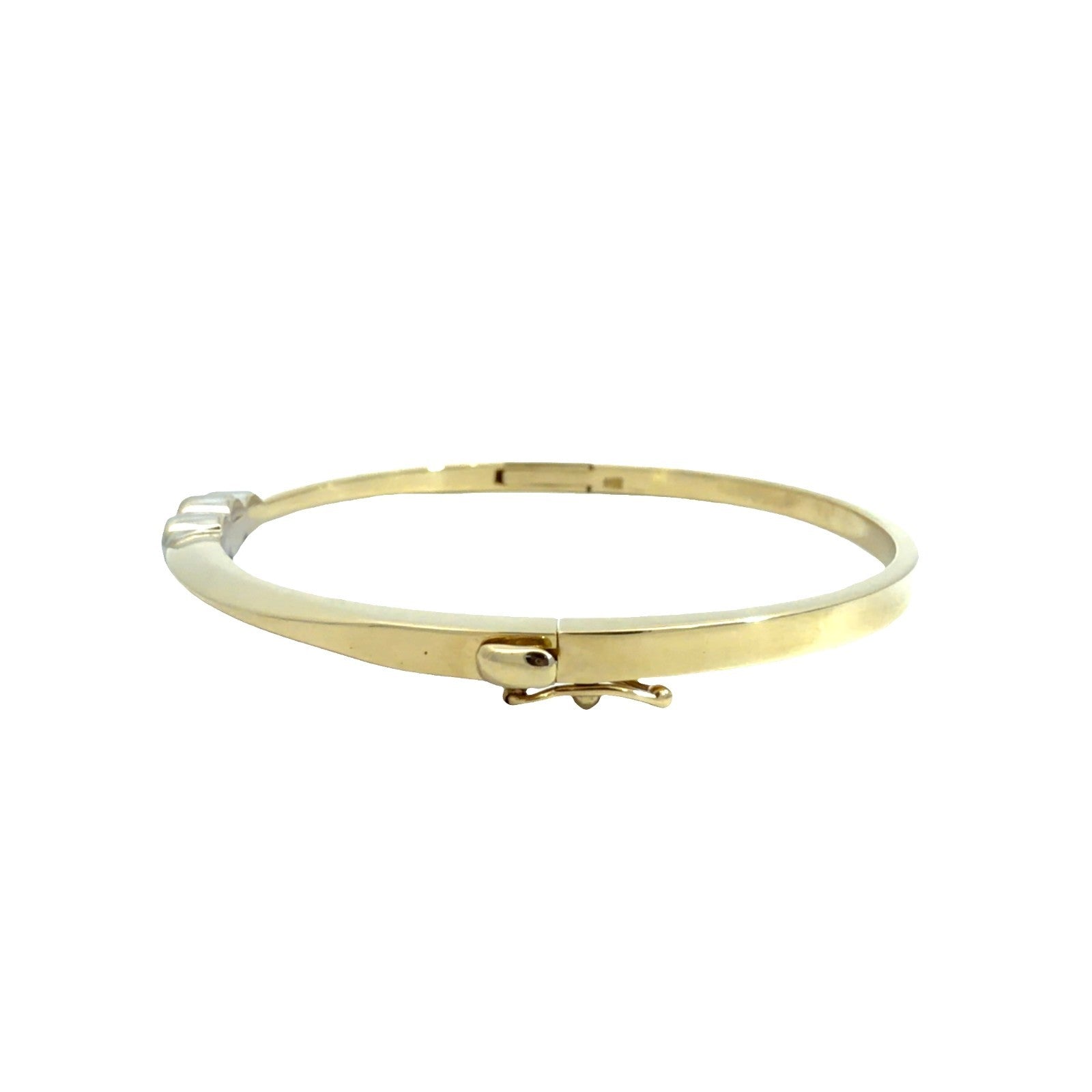 14k Multi-Tone Gold 0.40cttw Three Diamond Hinged Bangle Bracelet3