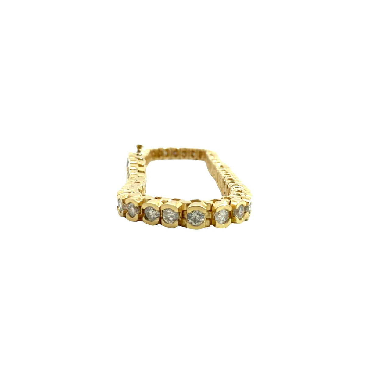 Stamped 14k Yellow Gold Half Bezel 3.30cttw Diamond Tennis Bracelet 7"3