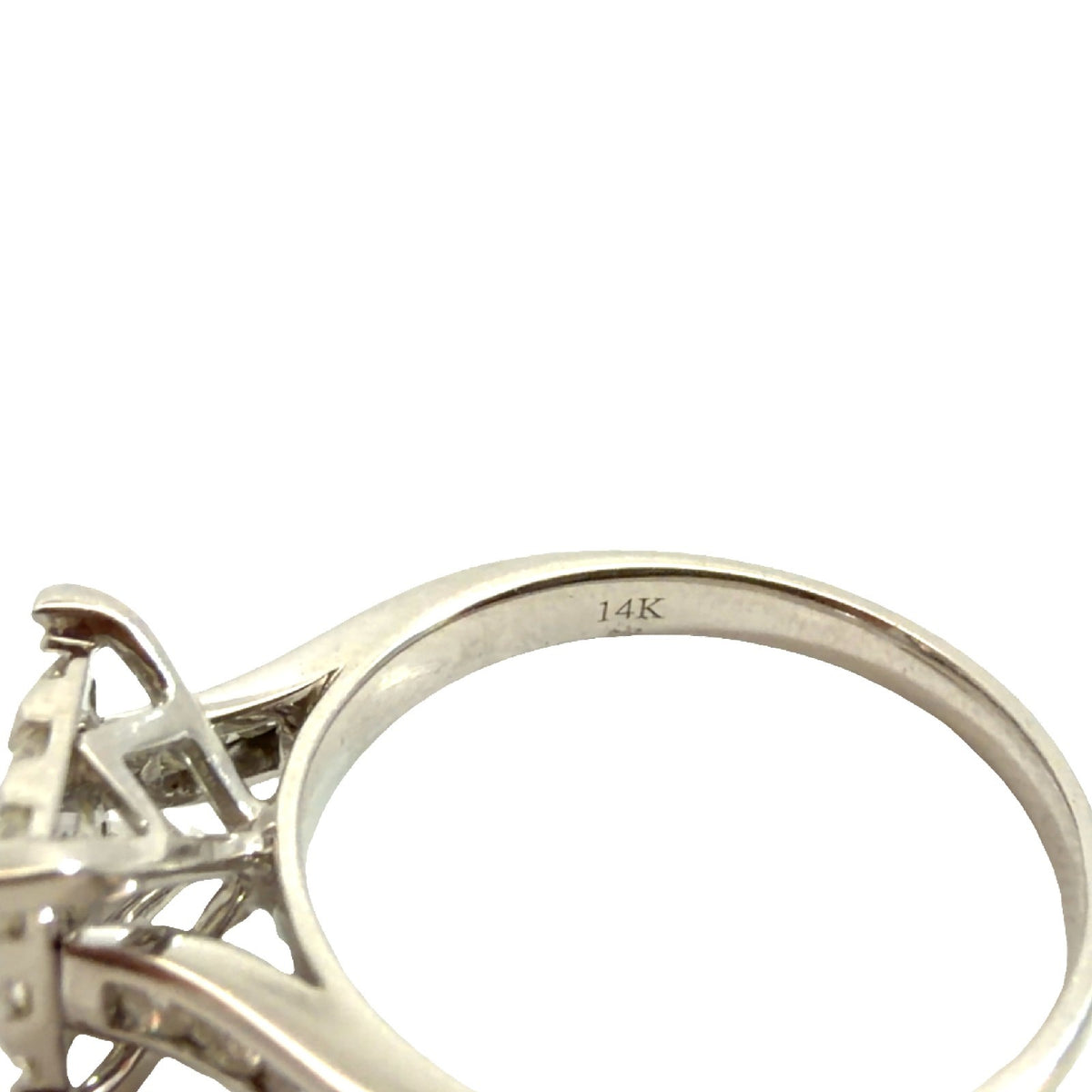 14k White Gold 1.46cttw Diamond Band & Cluster Engagement Ring Bridal Set Size 75