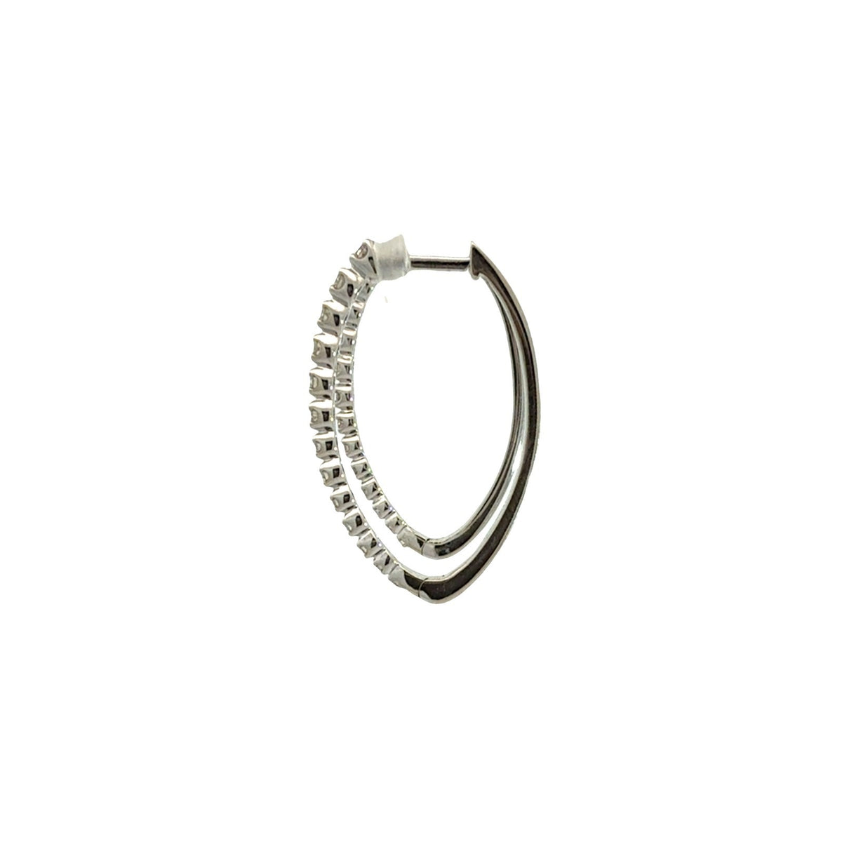 10k White Gold 0.53cttw Diamond Elongated Hoop Earrings5