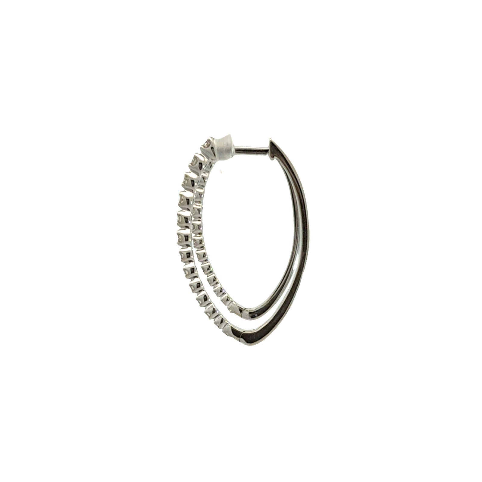 10k White Gold 0.53cttw Diamond Elongated Hoop Earrings5