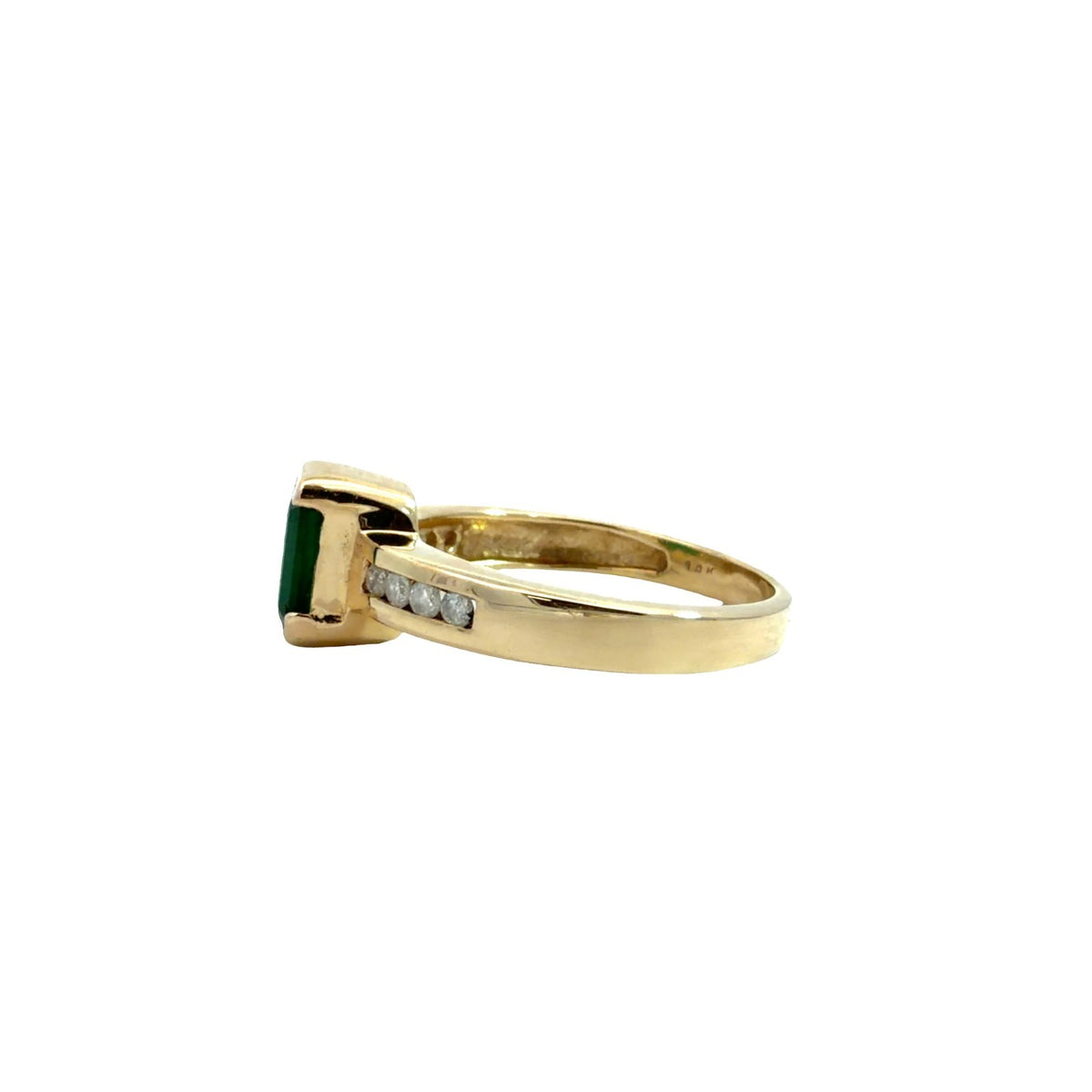 14k Yellow Gold 0.94tcw Emerald & 0.14cttw Diamond Ring Size 6.53