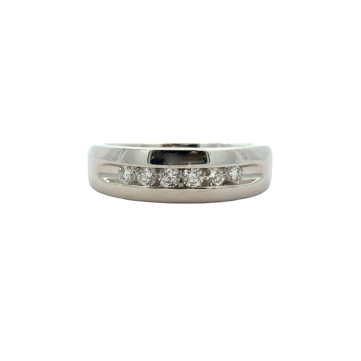 14k White Gold Channel Set 0.23ctw Diamond Wedding Band Size 80