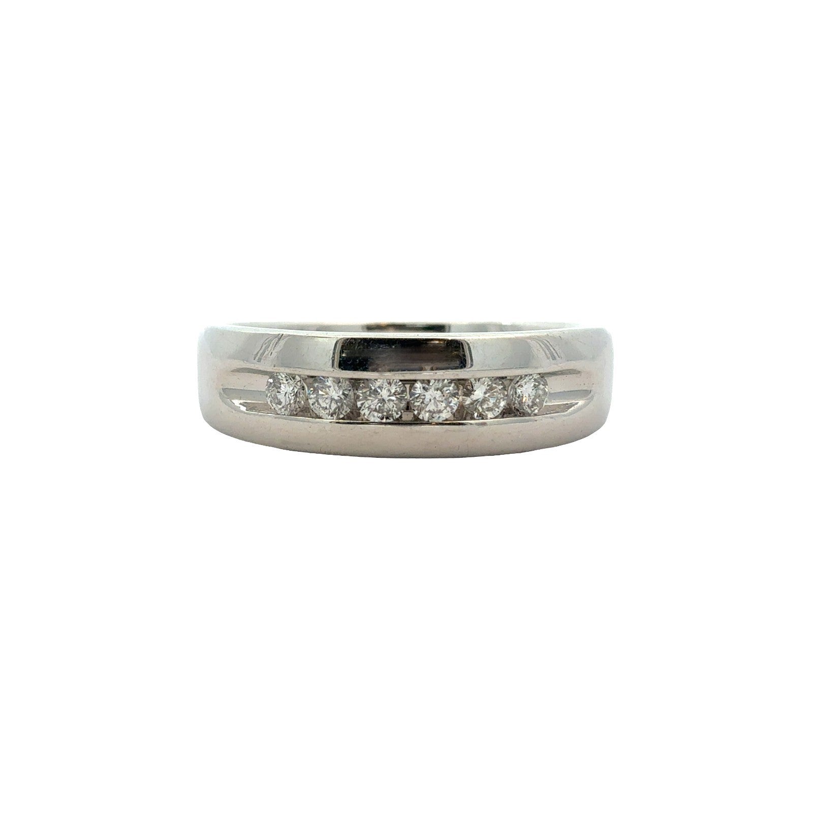 14k White Gold Channel Set 0.23ctw Diamond Wedding Band Size 80