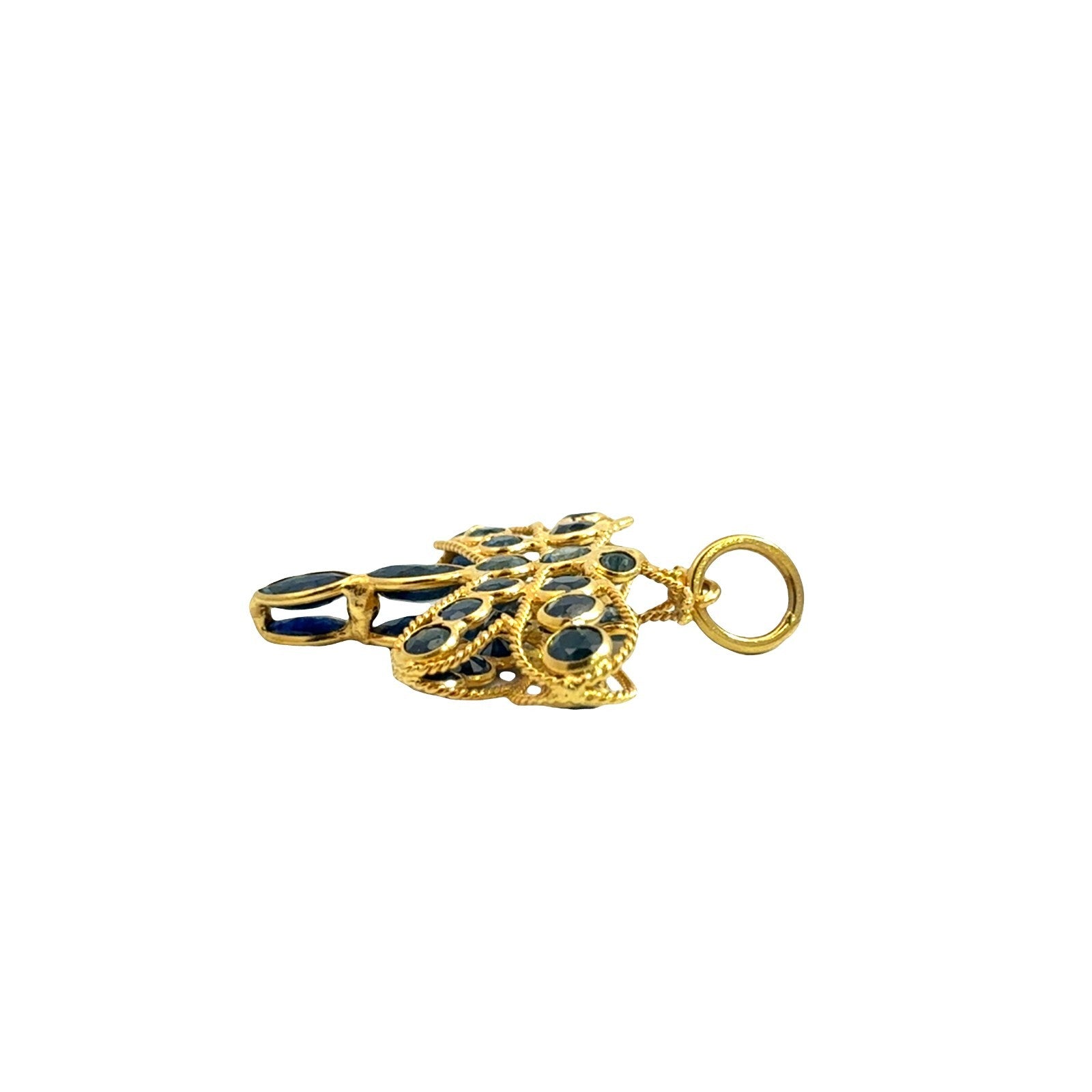 Vintage 18K Yellow Gold & 1.05cttw Deep Blue Sapphire Dragonfly Pendant4