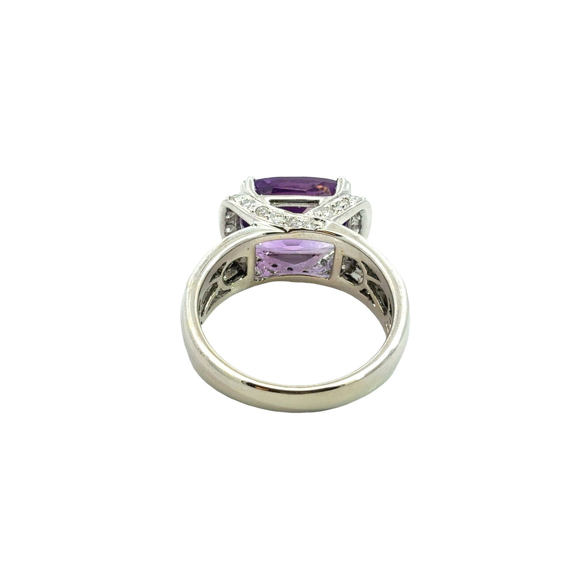 14k White Gold Cushion-Cut 4.73tcw Amethyst and 0.88cttw Diamond Cocktail Ring4