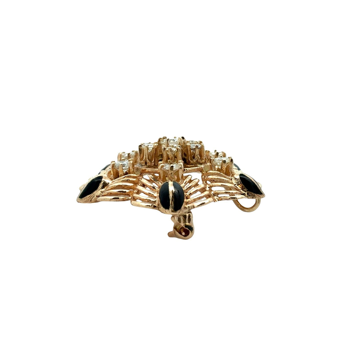 Vintage 14k Yellow Gold 1.24cttw Diamond and Enamel Floral Cluster Pin/Pendant4