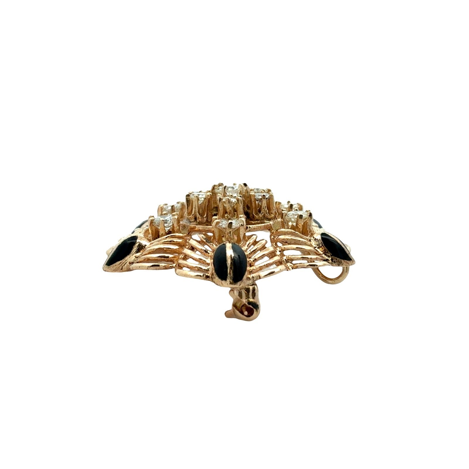 Vintage 14k Yellow Gold 1.24cttw Diamond and Enamel Floral Cluster Pin/Pendant4
