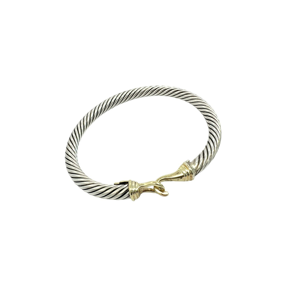 David Yurman Sterling Silver Two-Tone Twisted Cable Bangle with Gold Clasp1