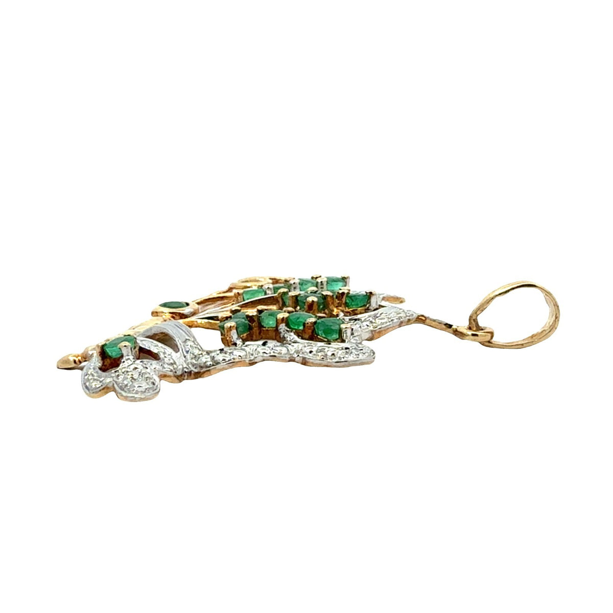 10k Yellow Gold 0.33ctw Emerald and 0.01ctw Diamond Butterfly Pendant2