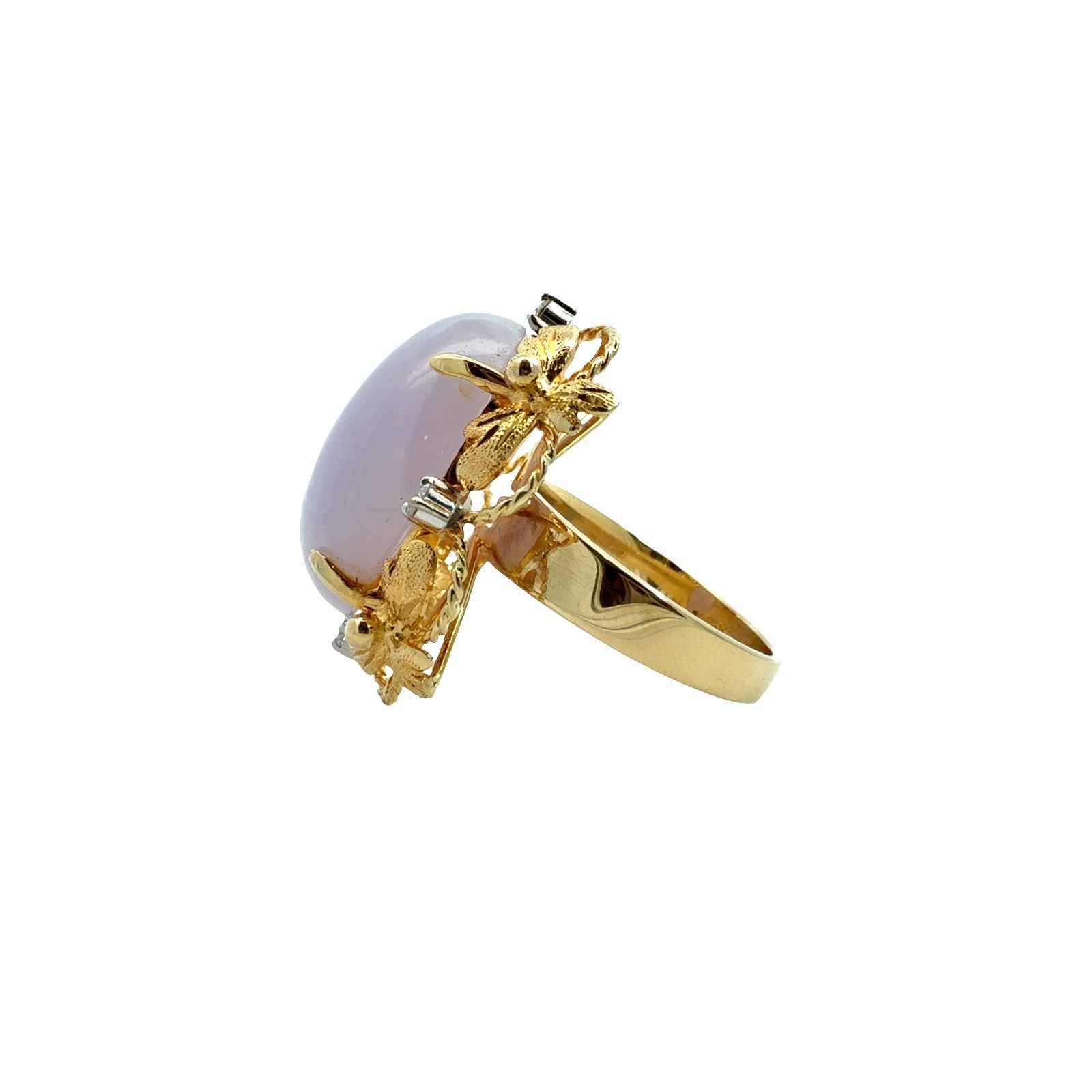 Vintage 14k Yellow Gold 5.82tcw Lavender Jade and 0.12cttw Diamond Cocktail Ring4