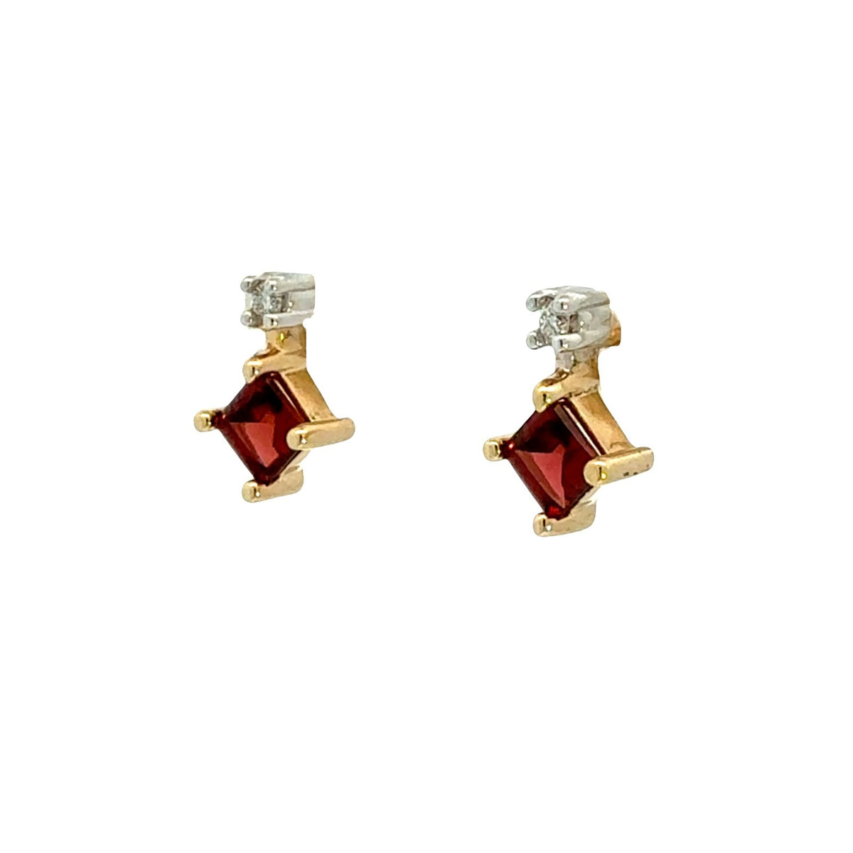 14k Yellow Gold 0.06cttw Diamond and 0.72cttw Garnet Drop Earrings1
