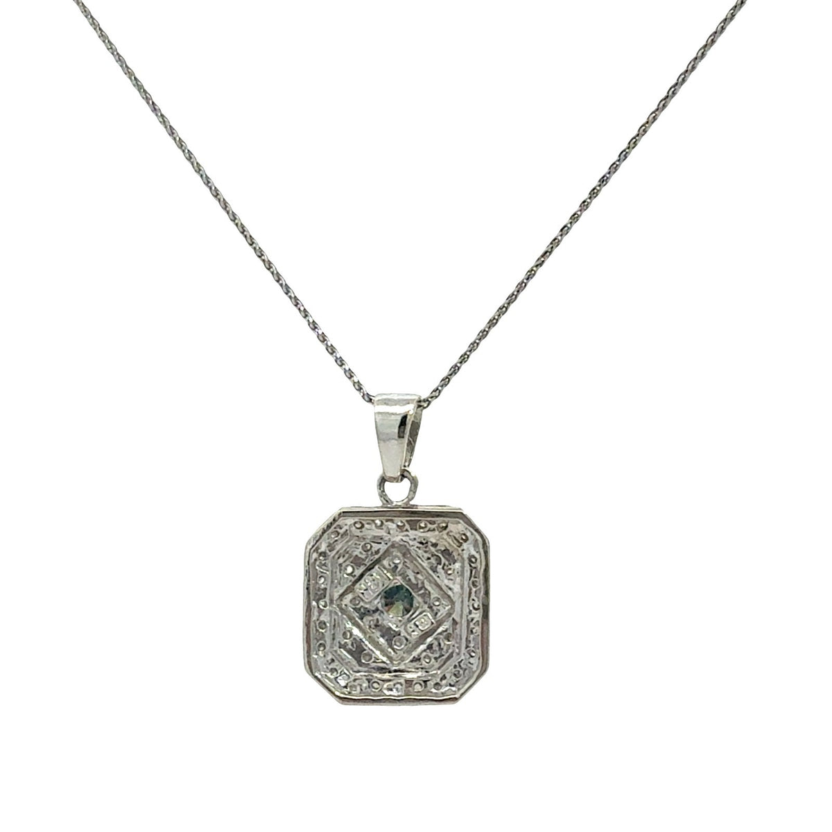 Vintage 14k White Gold 0.31tcw Blue Diamond Geometric Pendant Necklace3