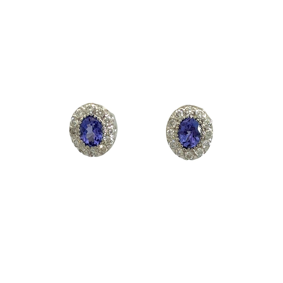 14k White Gold 0.86cttw Oval Tanzanite & 0.30cttw Diamond Halo Stud Earrings5