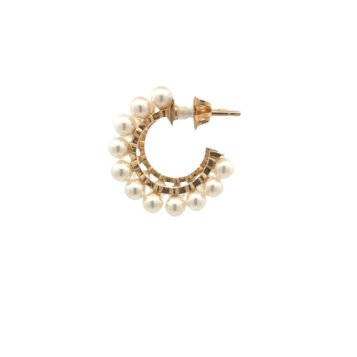 Mikimoto 18k Yellow Gold Pearl Bubble Hoop Earrings4