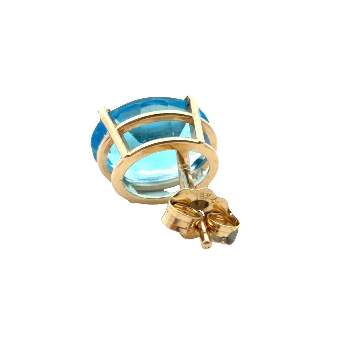14k Yellow Gold 5.80cttw Oval Blue Topaz Stud Earrings4