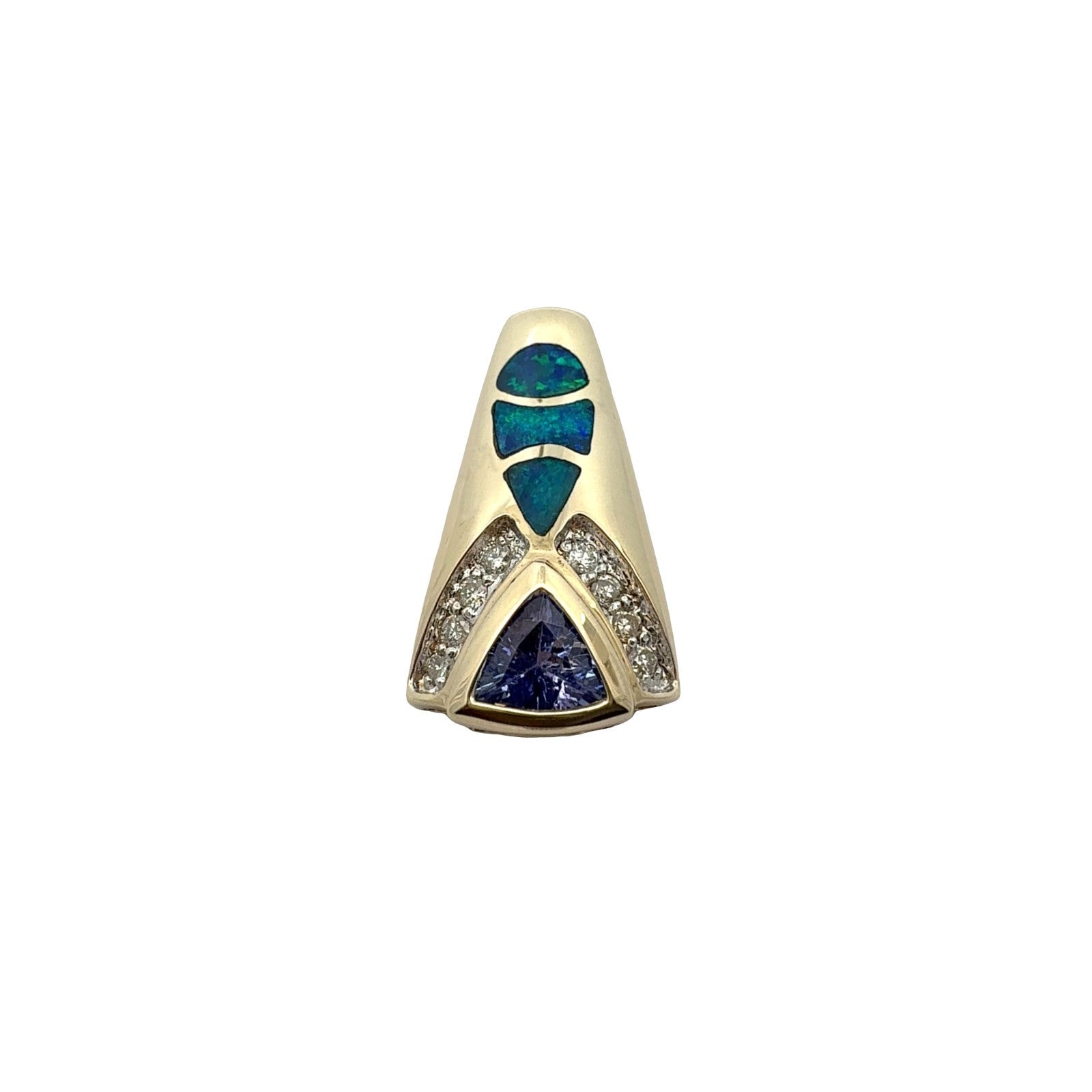 14k Yellow Gold 0.49tcw Tanzanite 0.14cttw Diamond & Opal Inlay Pendant0