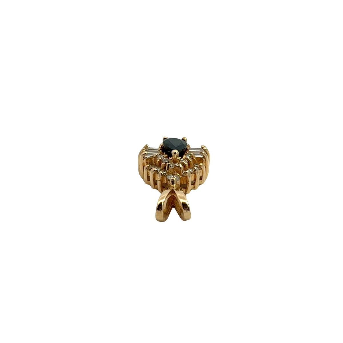 Vintage 14k Yellow Gold Pear 0.58tcw Sapphire and 0.52cttw Diamond Halo Pendant5