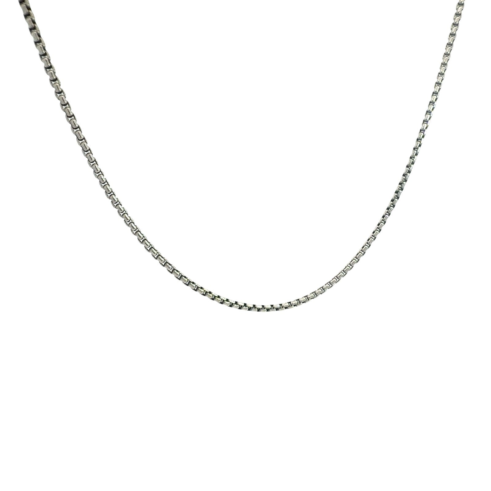 David Yurman Sterling Silver Box Chain Necklace with Yellow Gold Tag3