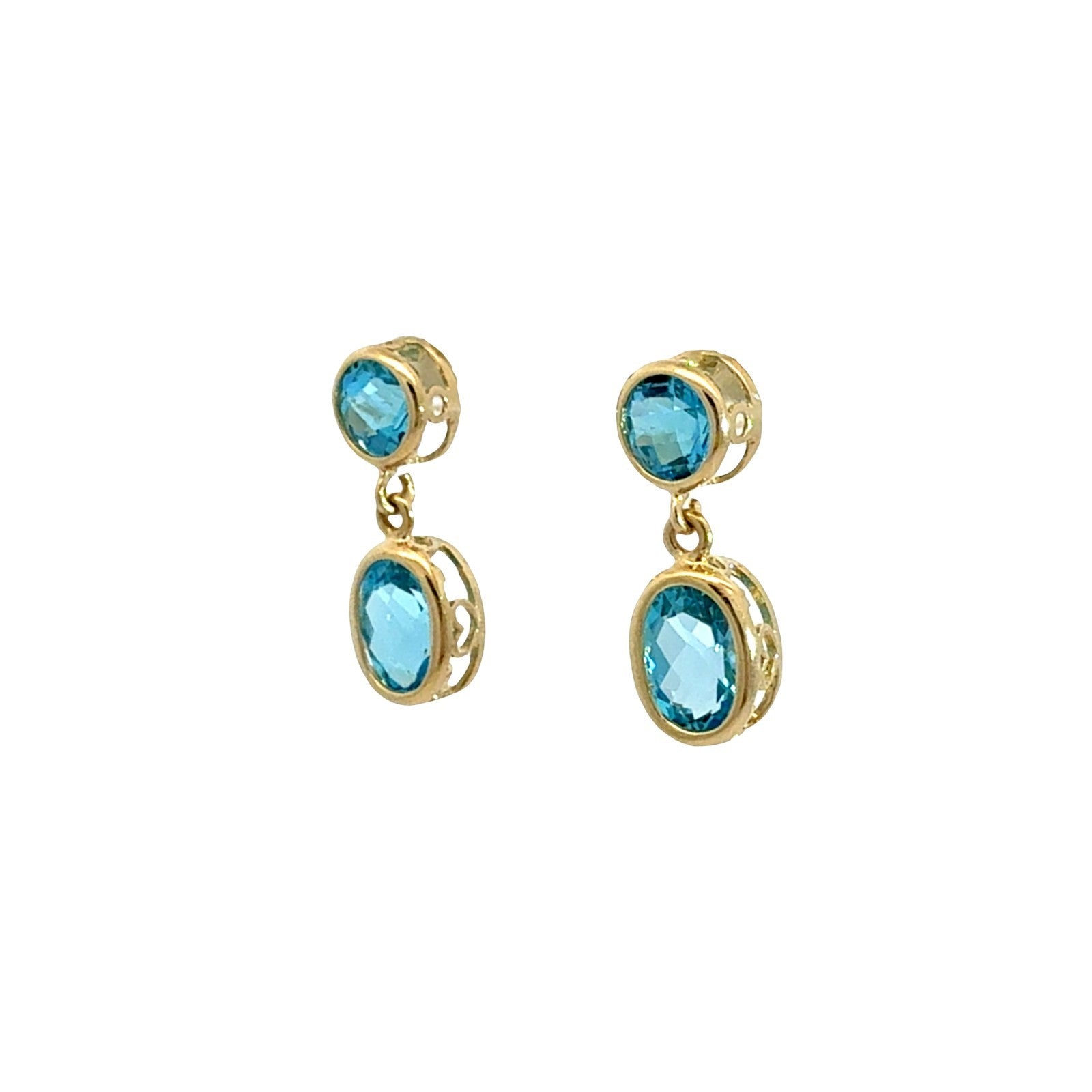 14k Yellow Gold and 2.52cttw Blue Topaz Drop Earrings1