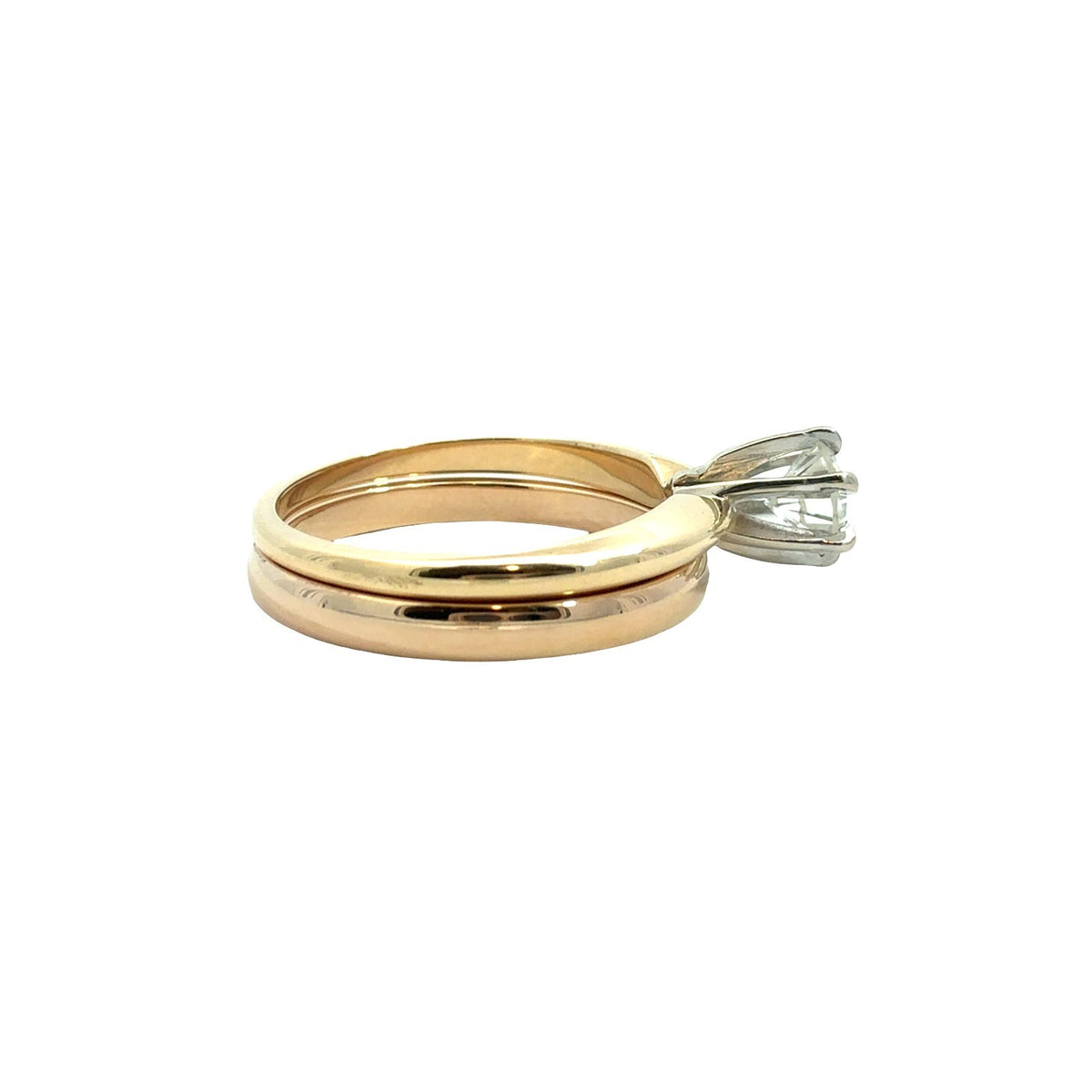 14k Yellow Gold with 0.48tcw Round Diamond Solitaire Bridal Set Size 62