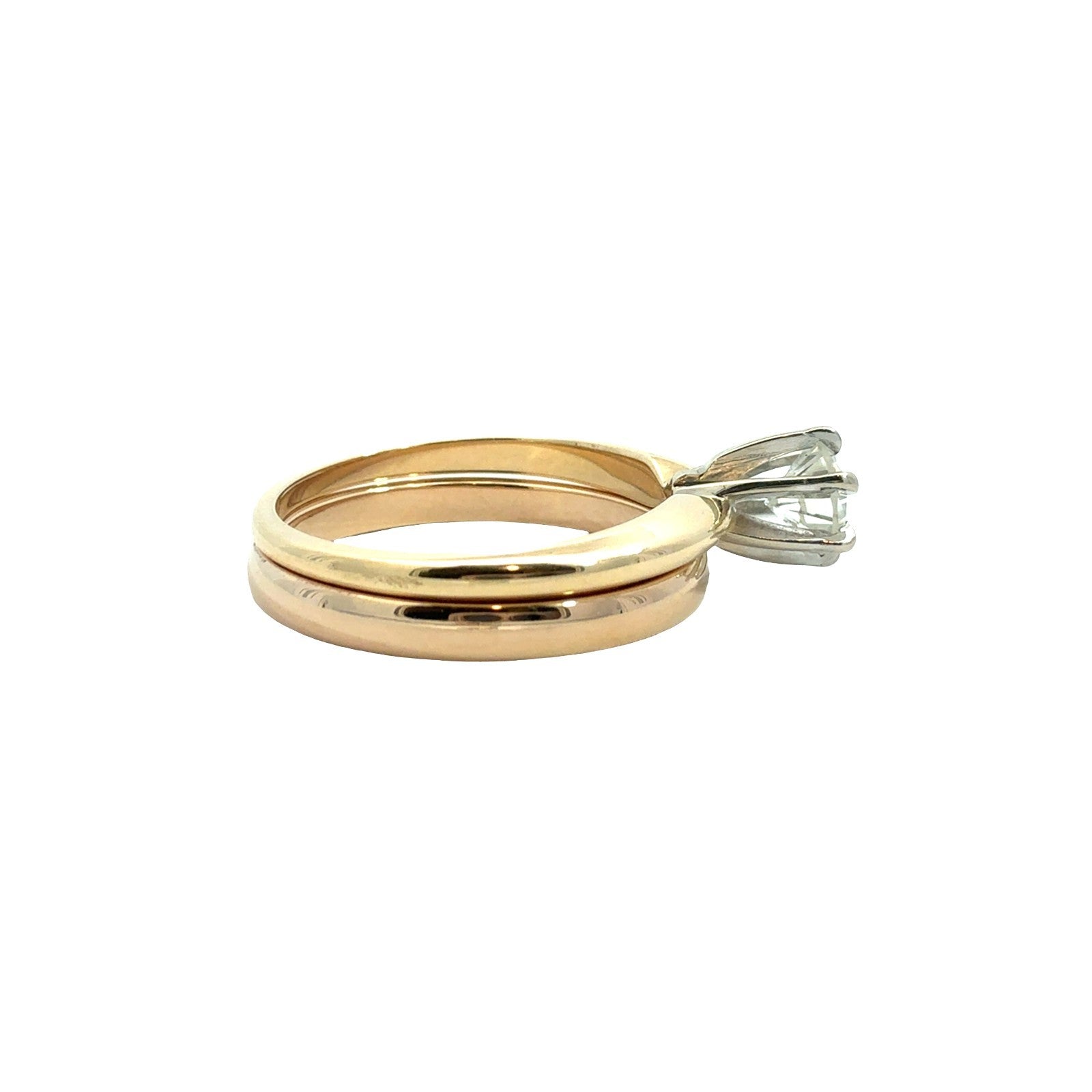 14k Yellow Gold with 0.48tcw Round Diamond Solitaire Bridal Set Size 62