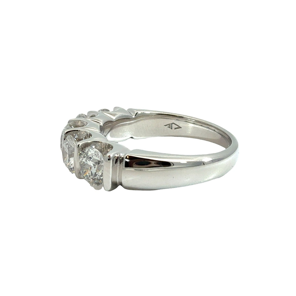 14k White Gold 1.85ctw Five Diamond Half Eternity Band Size 6.54