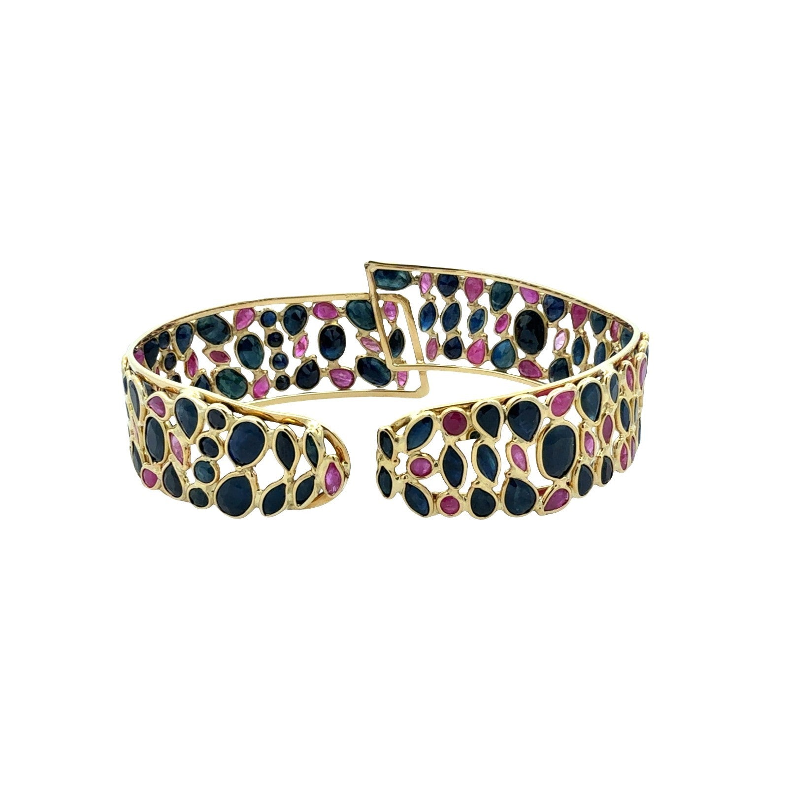 Vitnage 18k Yellow Gold 16.10cttw Sapphire & 3.31cttw Ruby Cuff Bracelet2