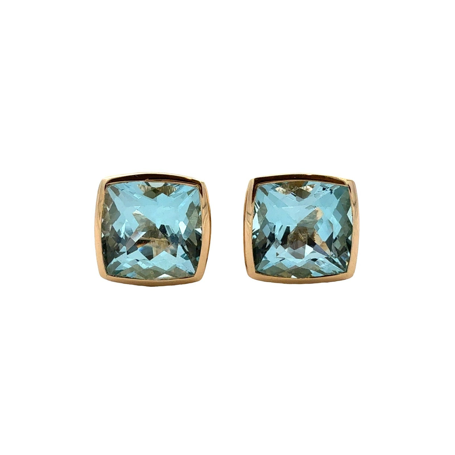 14k Yellow Gold and Cushion-Cut 3.06cttw Topaz Stud Earrings0