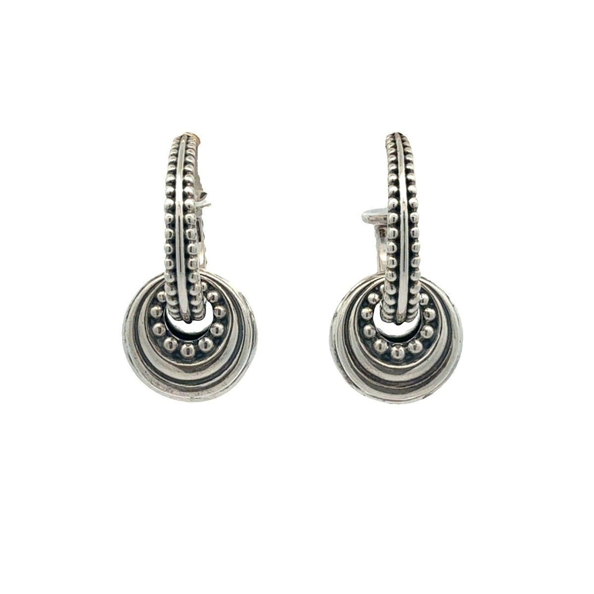 Lagos Sterling Silver Caviar Fluted Disc Hoop Earrings0