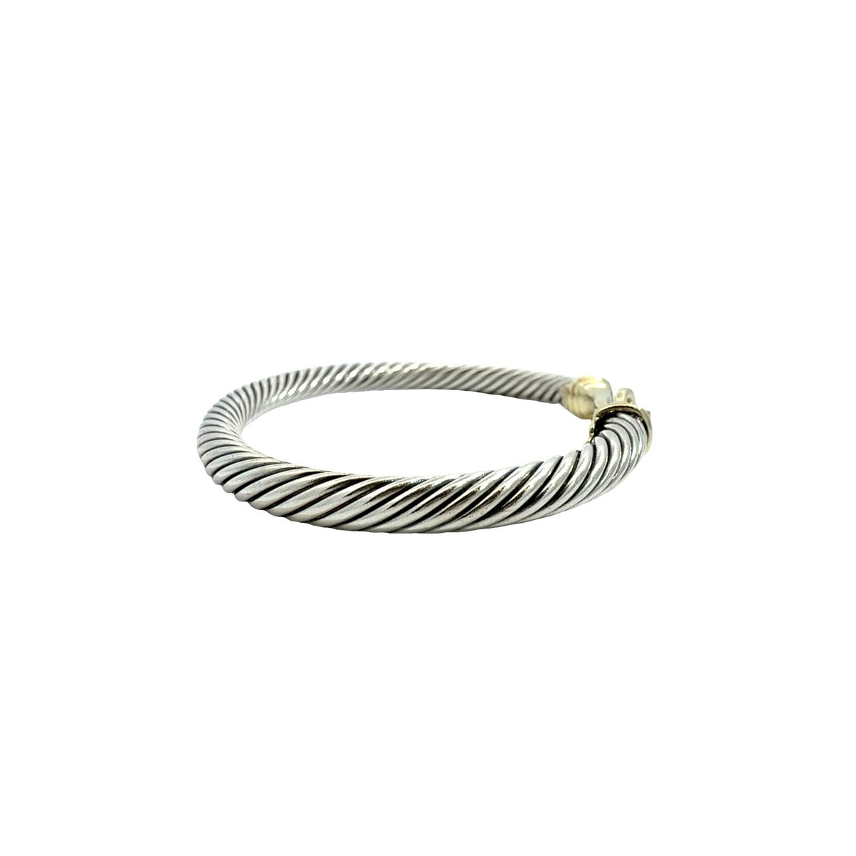 David Yurman Sterling Silver Two-Tone Twisted Cable Bangle with Gold Clasp2